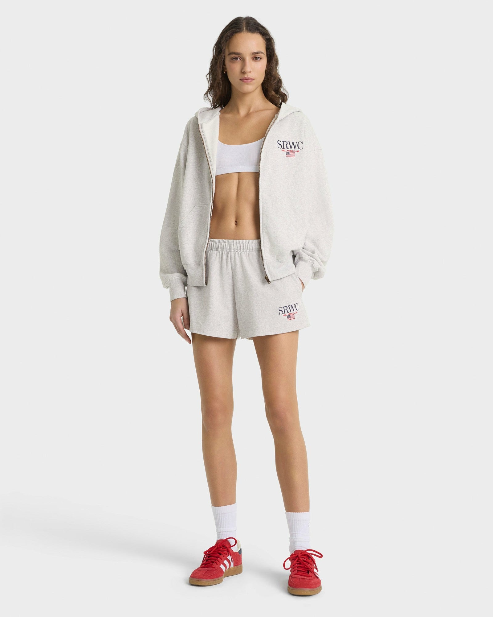 Nautical Embroidered Zip Hoodie - Heather Gray/Navy Sporty & Rich Outlet