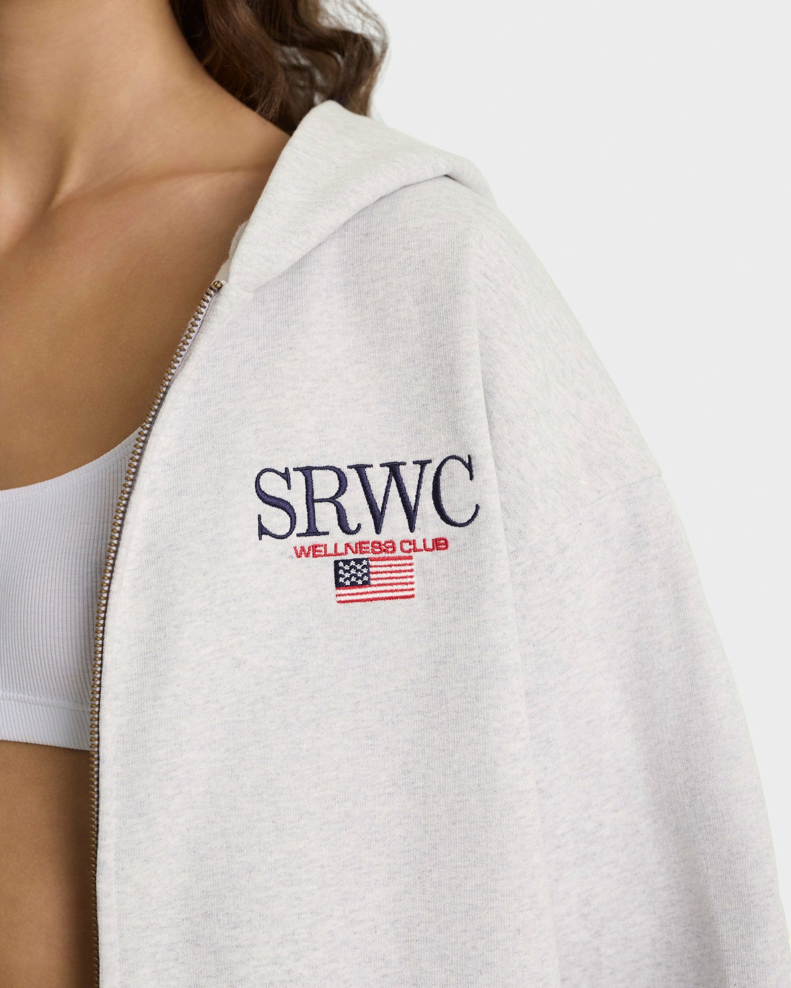 Nautical Embroidered Zip Hoodie - Heather Gray/Navy Sporty & Rich Outlet