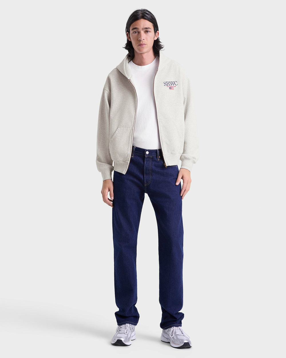 Nautical Embroidered Zip Hoodie - Heather Gray/Navy Sporty & Rich Outlet