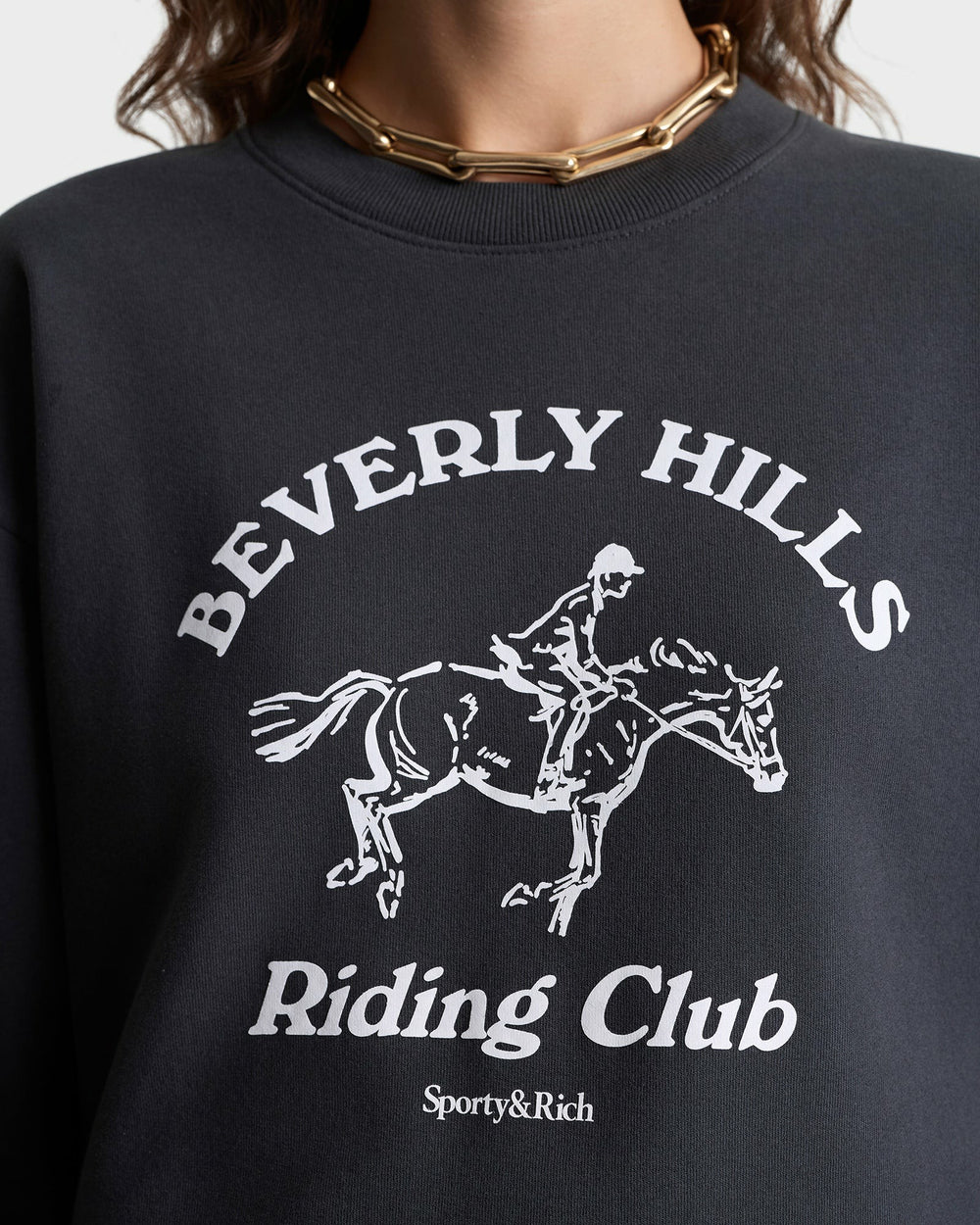 BH Riding Club Crewneck - Faded Black/White Sporty & Rich Sale