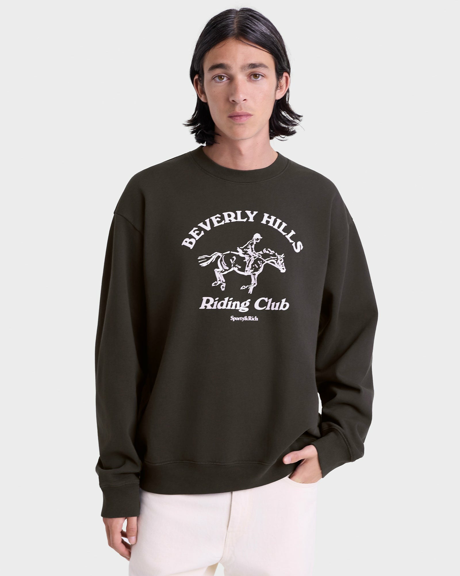 BH Riding Club Crewneck - Faded Black/White Sporty & Rich Sale