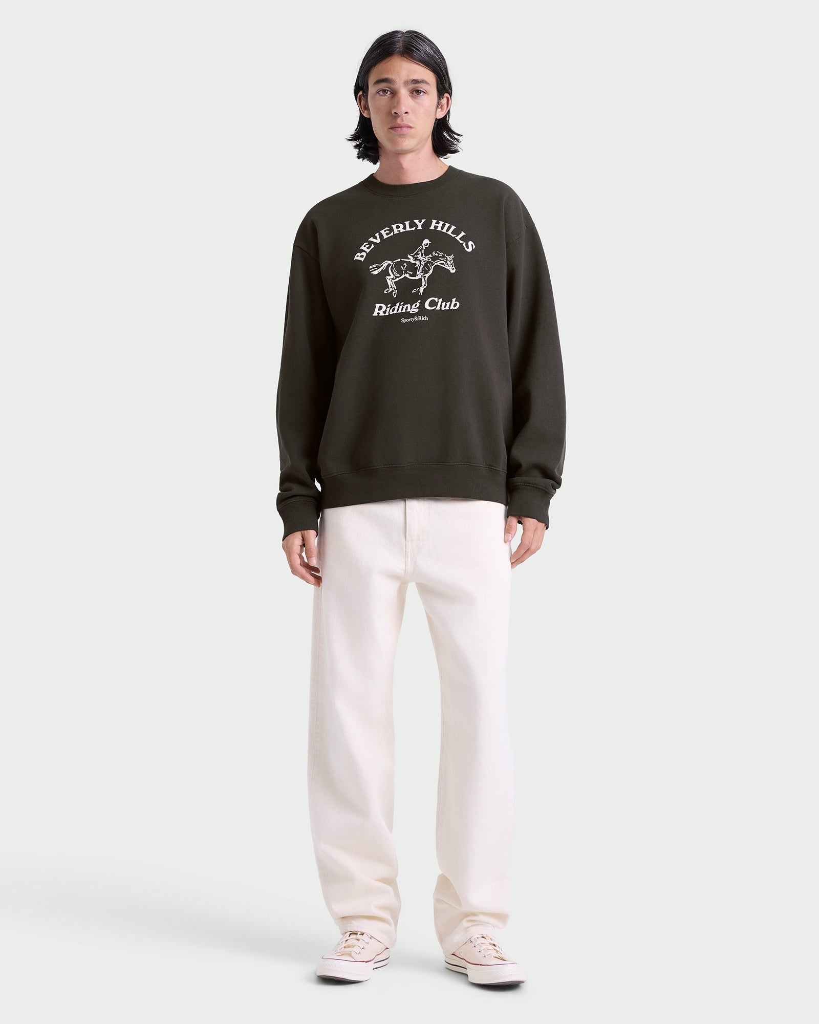 BH Riding Club Crewneck - Faded Black/White Sporty & Rich Sale
