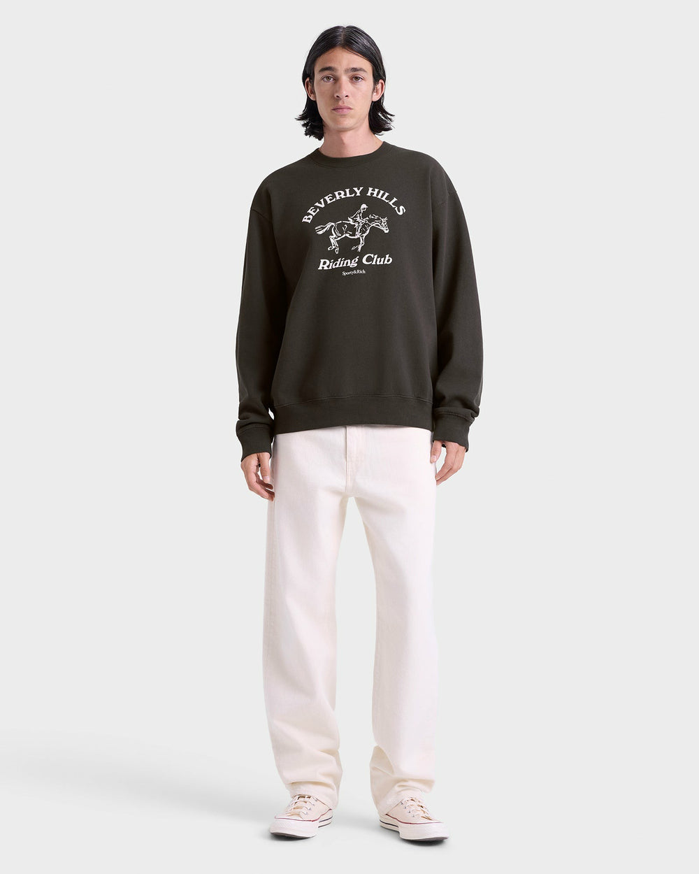 BH Riding Club Crewneck - Faded Black/White Sporty & Rich Sale
