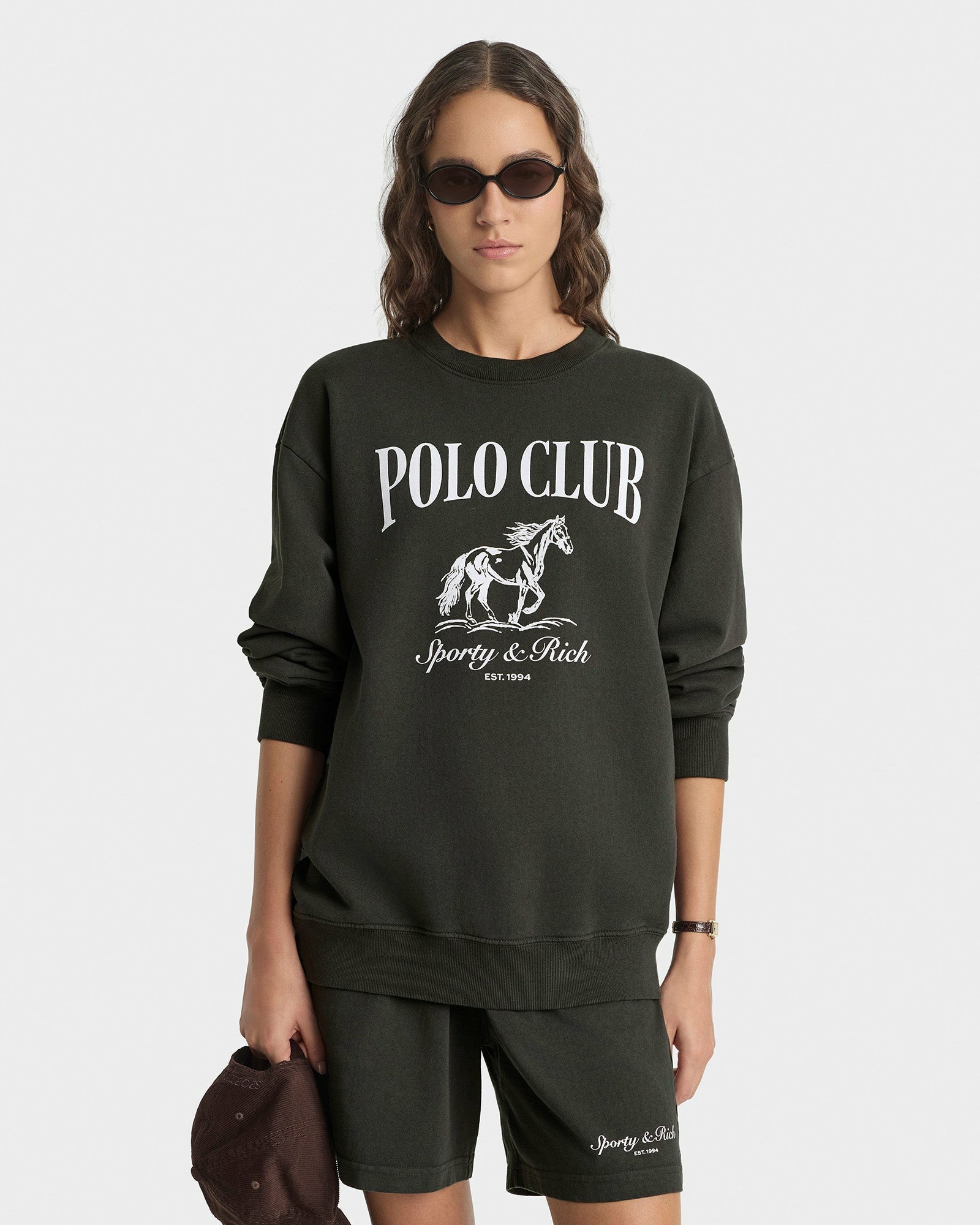 Stallion Crewneck - Faded Black/White Sporty & Rich Online