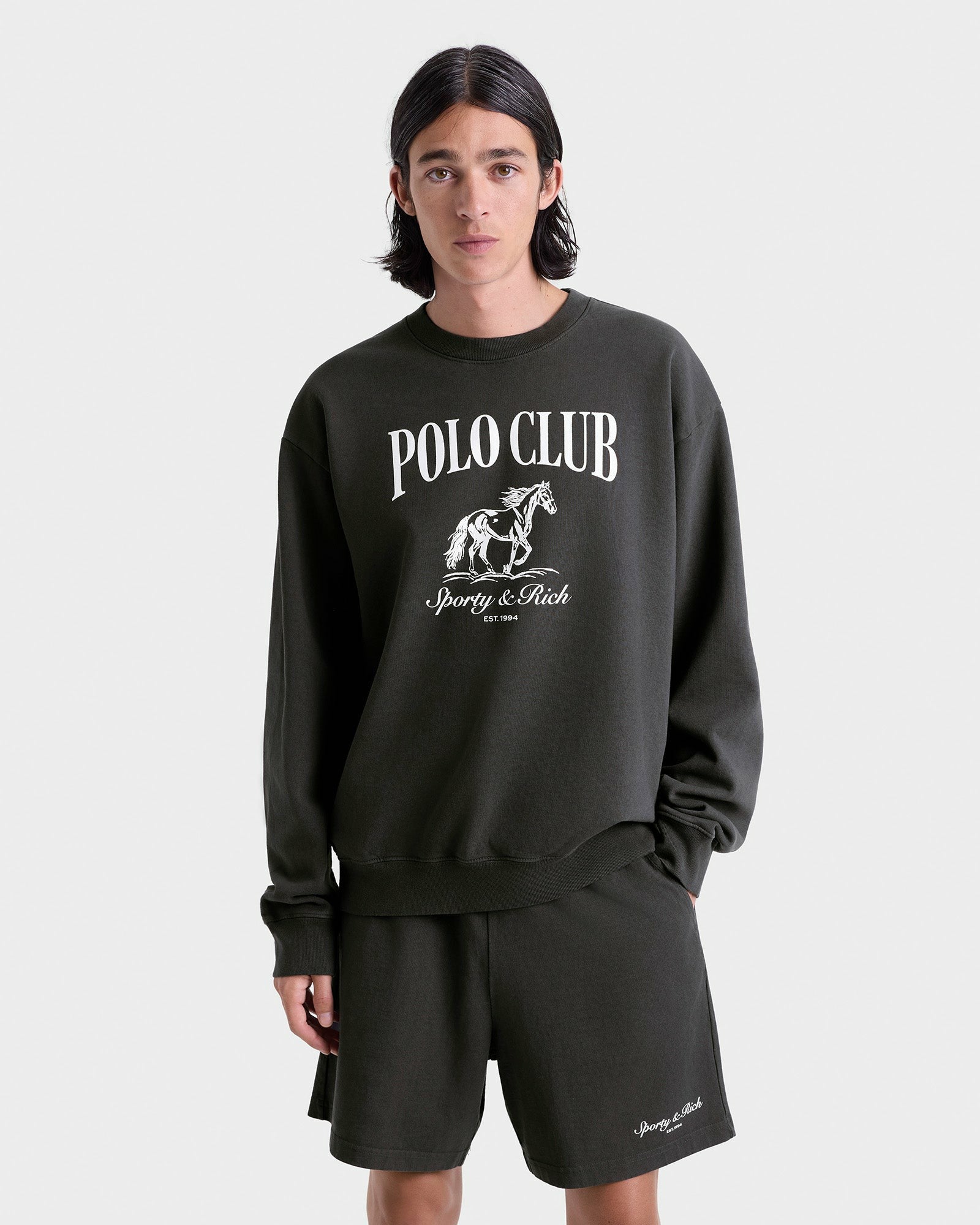 Stallion Crewneck - Faded Black/White Sporty & Rich Online