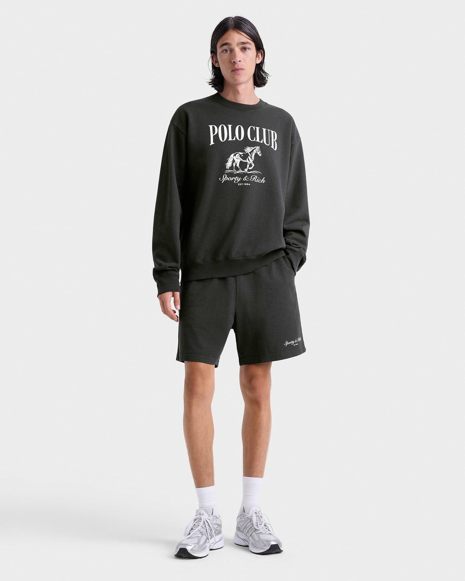 Stallion Crewneck - Faded Black/White Sporty & Rich Online