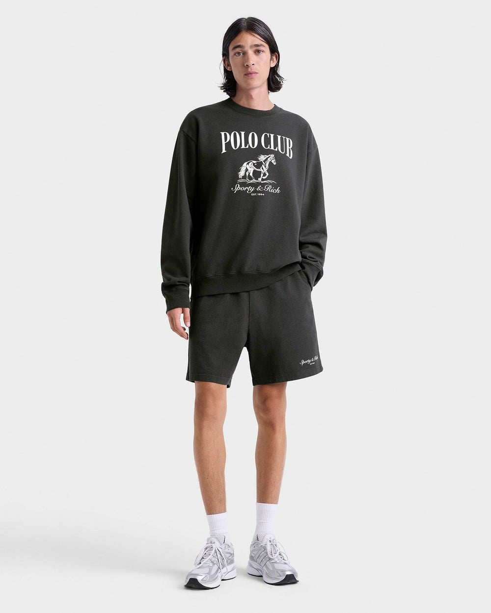 Stallion Crewneck - Faded Black/White Sporty & Rich Online