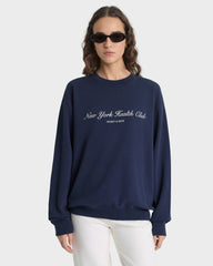 NY Health Club Crewneck - Navy/Ecru Sporty & Rich For Sale