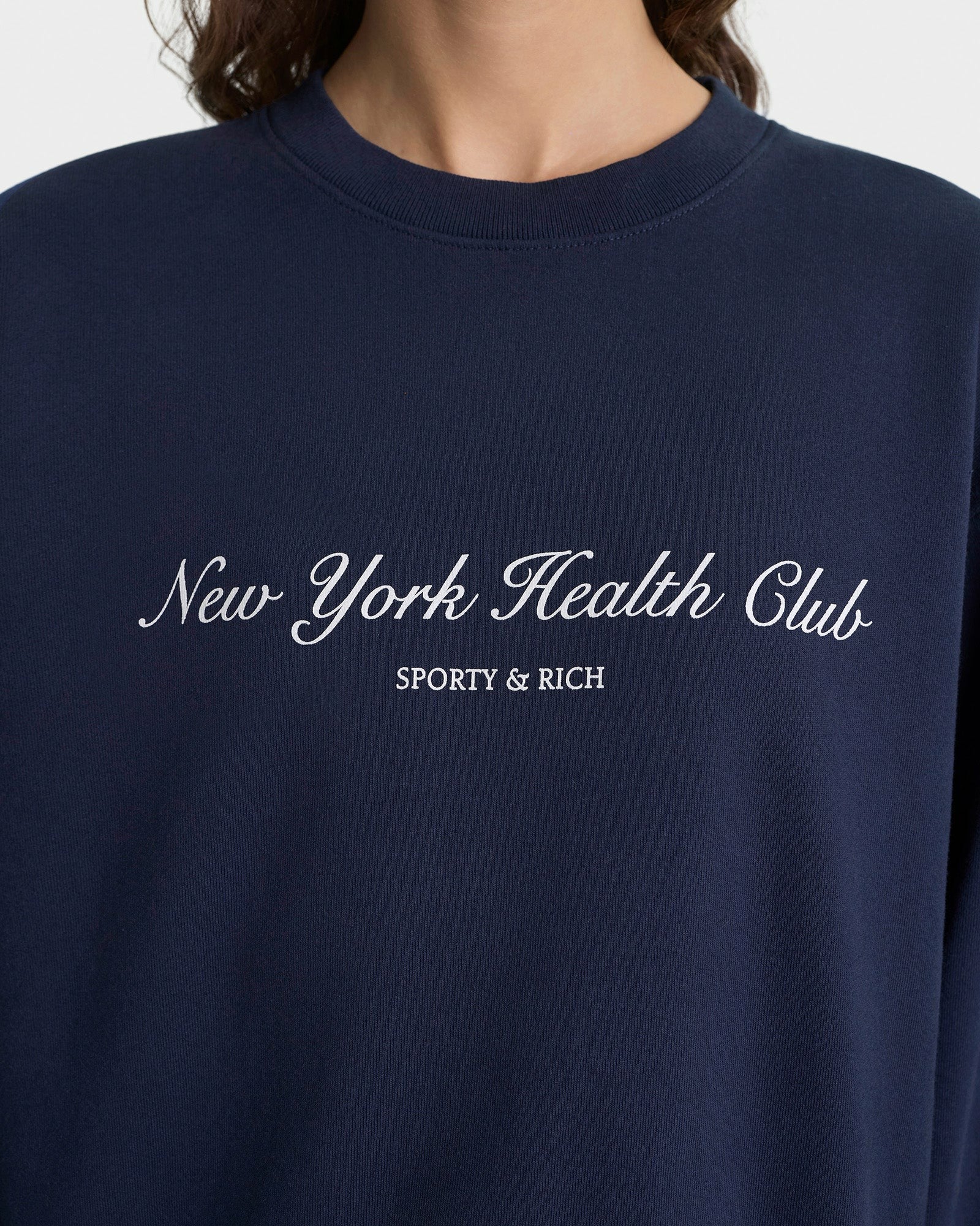NY Health Club Crewneck - Navy/Ecru Sporty & Rich For Sale