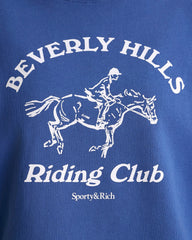 BH Riding Club Crewneck - Pier Blue/Ecru Sporty & Rich Outlet