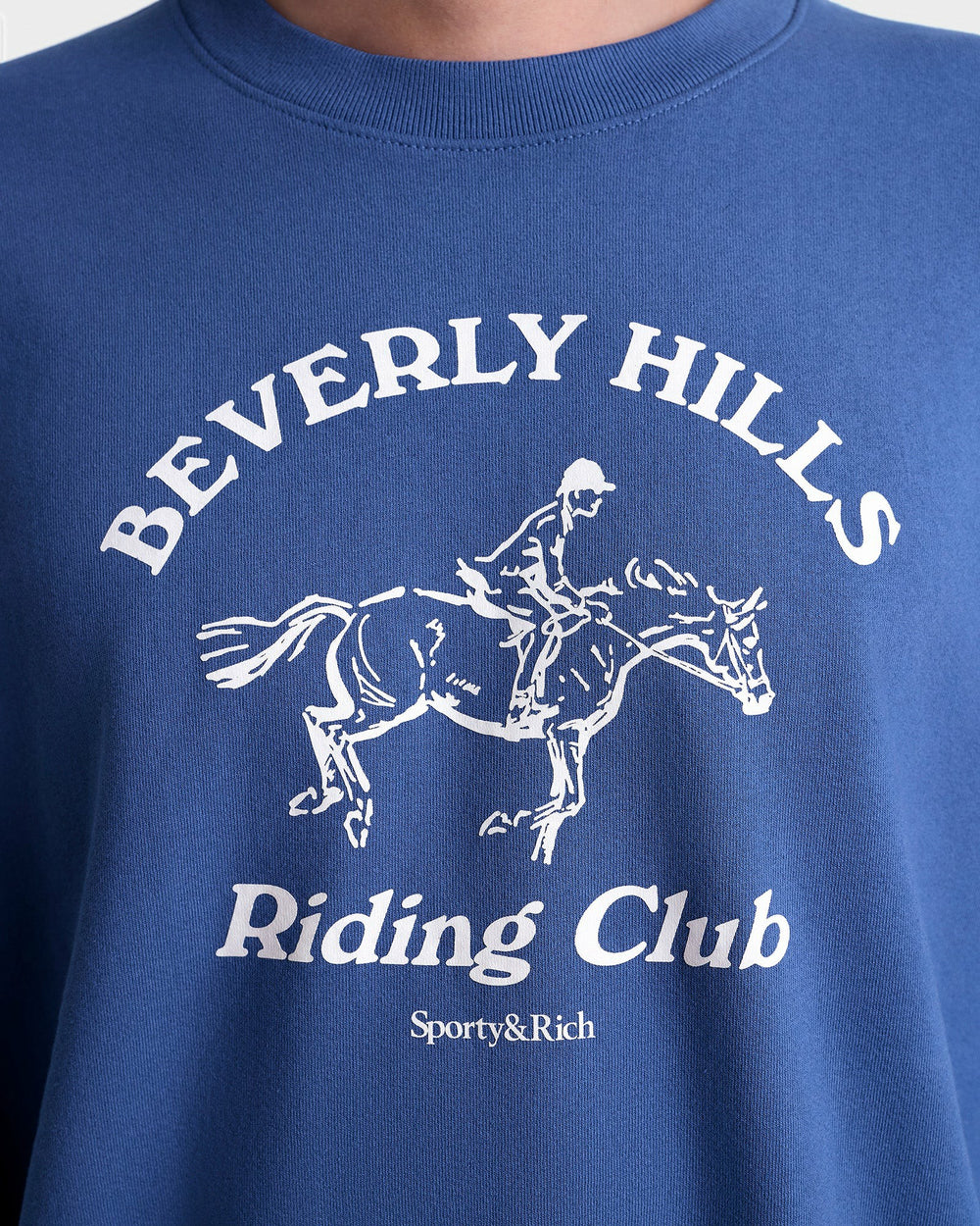 BH Riding Club Crewneck - Pier Blue/Ecru Sporty & Rich Outlet