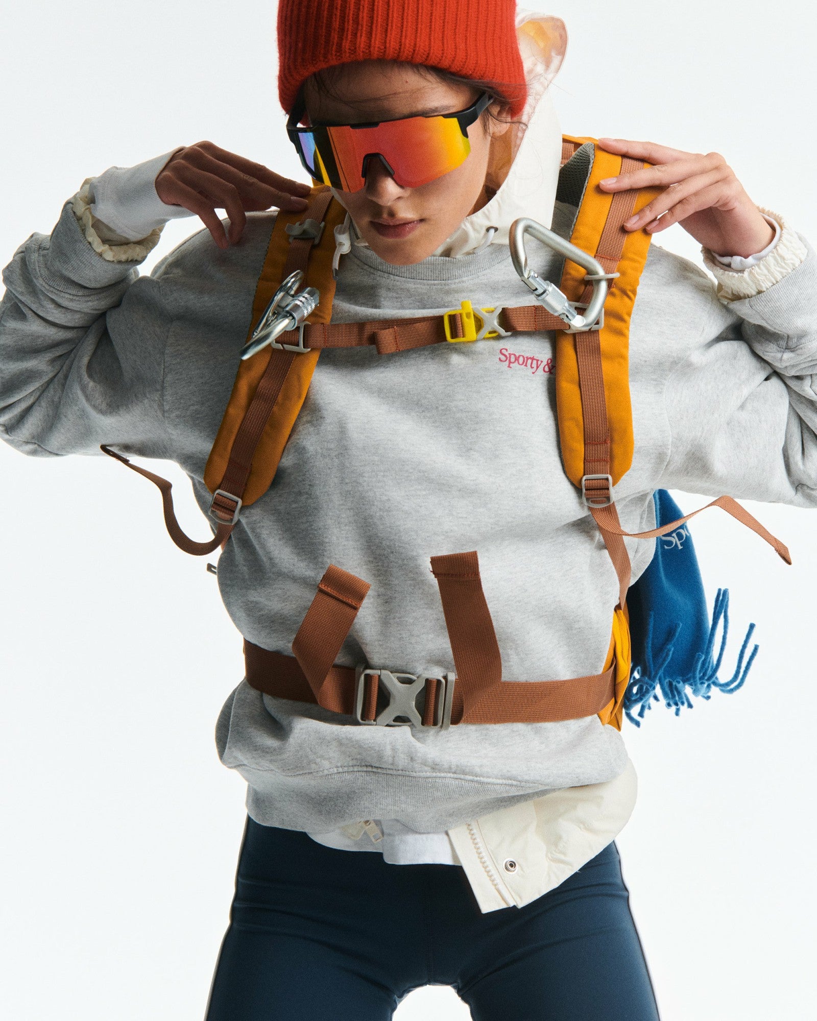 NY Motion Crewneck - Heather Gray/Berry/Azure Sporty & Rich US