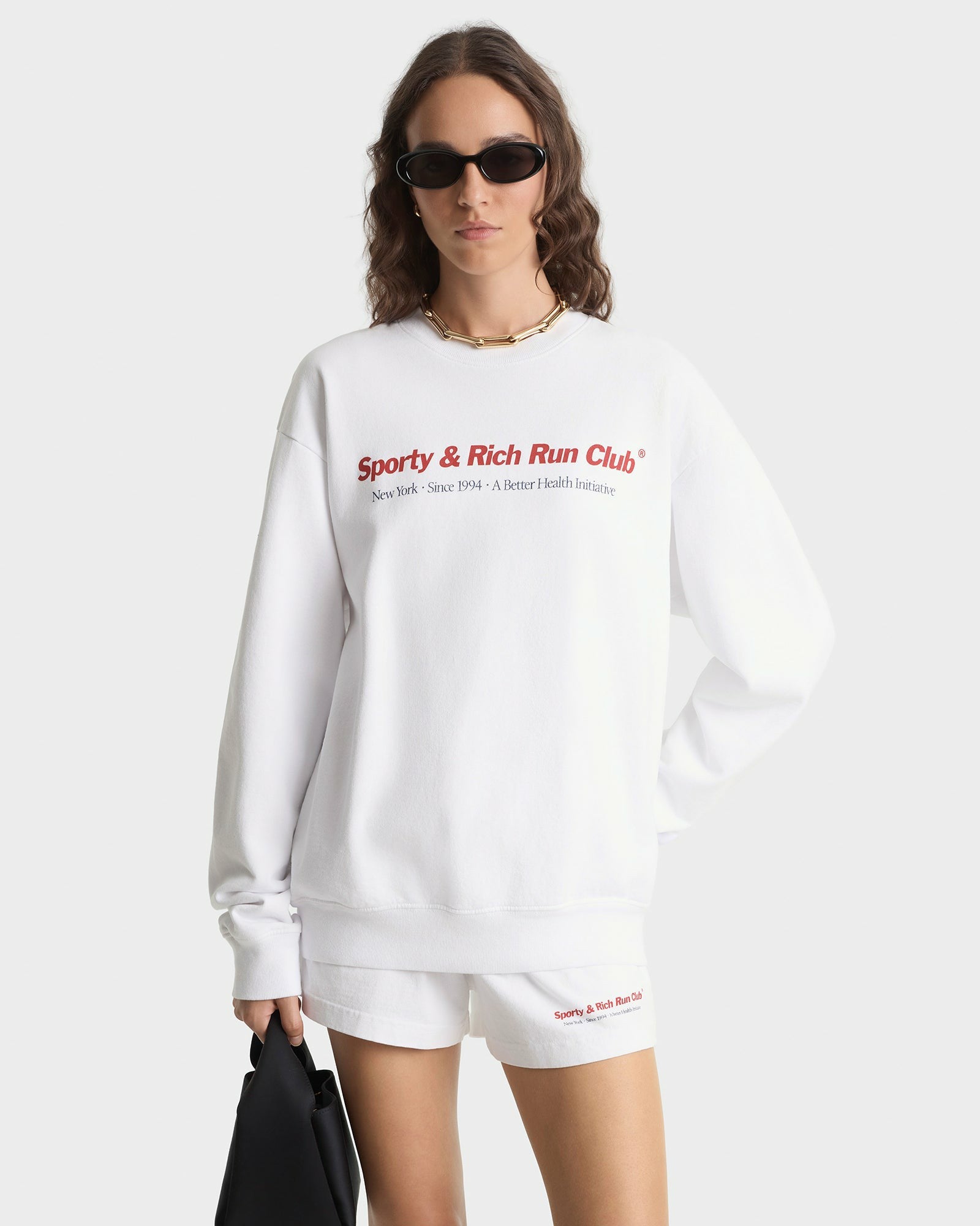 Run Club Crewneck - White/Ruby Sporty & Rich Sale