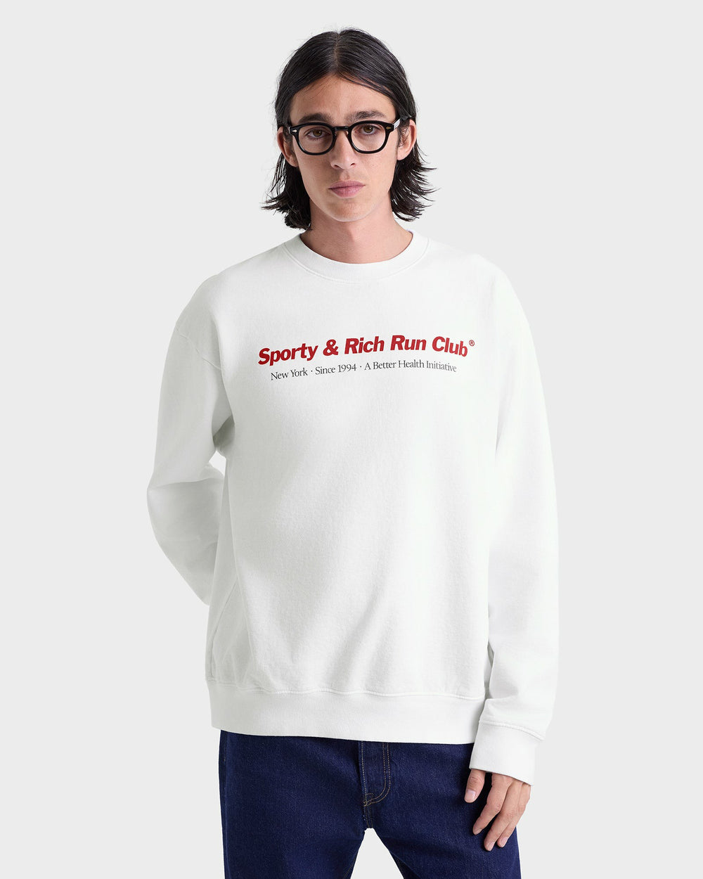 Run Club Crewneck - White/Ruby Sporty & Rich Sale