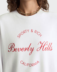 Beverly Script Crewneck - White/Ruby Sporty & Rich Online