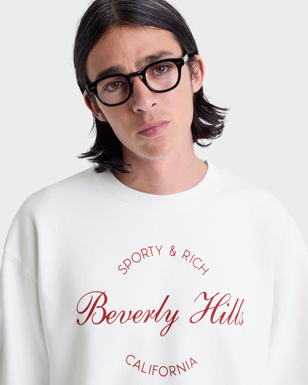 Beverly Script Crewneck - White/Ruby Sporty & Rich Online