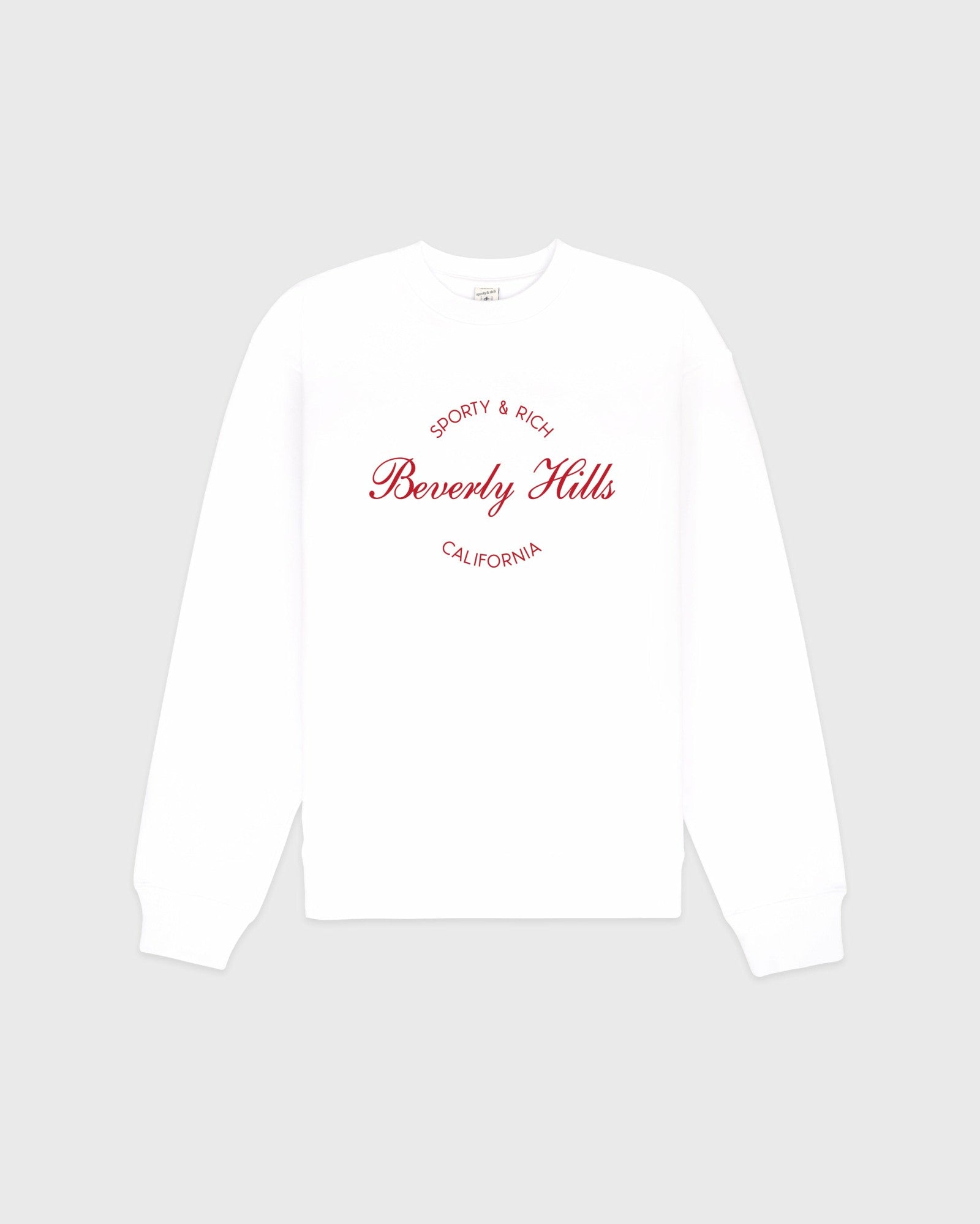 Beverly Script Crewneck - White/Ruby Sporty & Rich Online