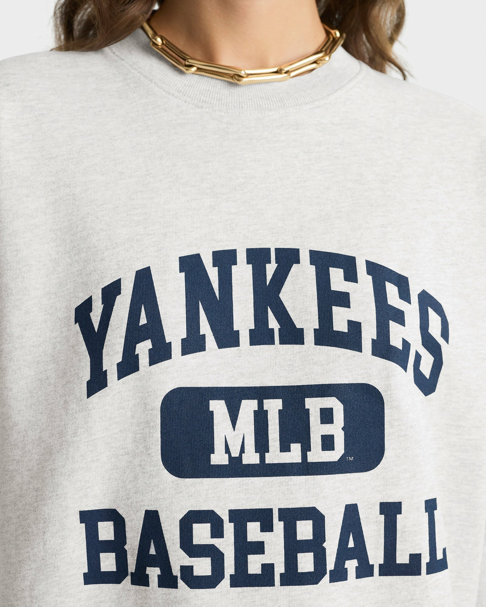 Yankees Ivy Crewneck - Heather Gray/Navy Sporty & Rich For Sale