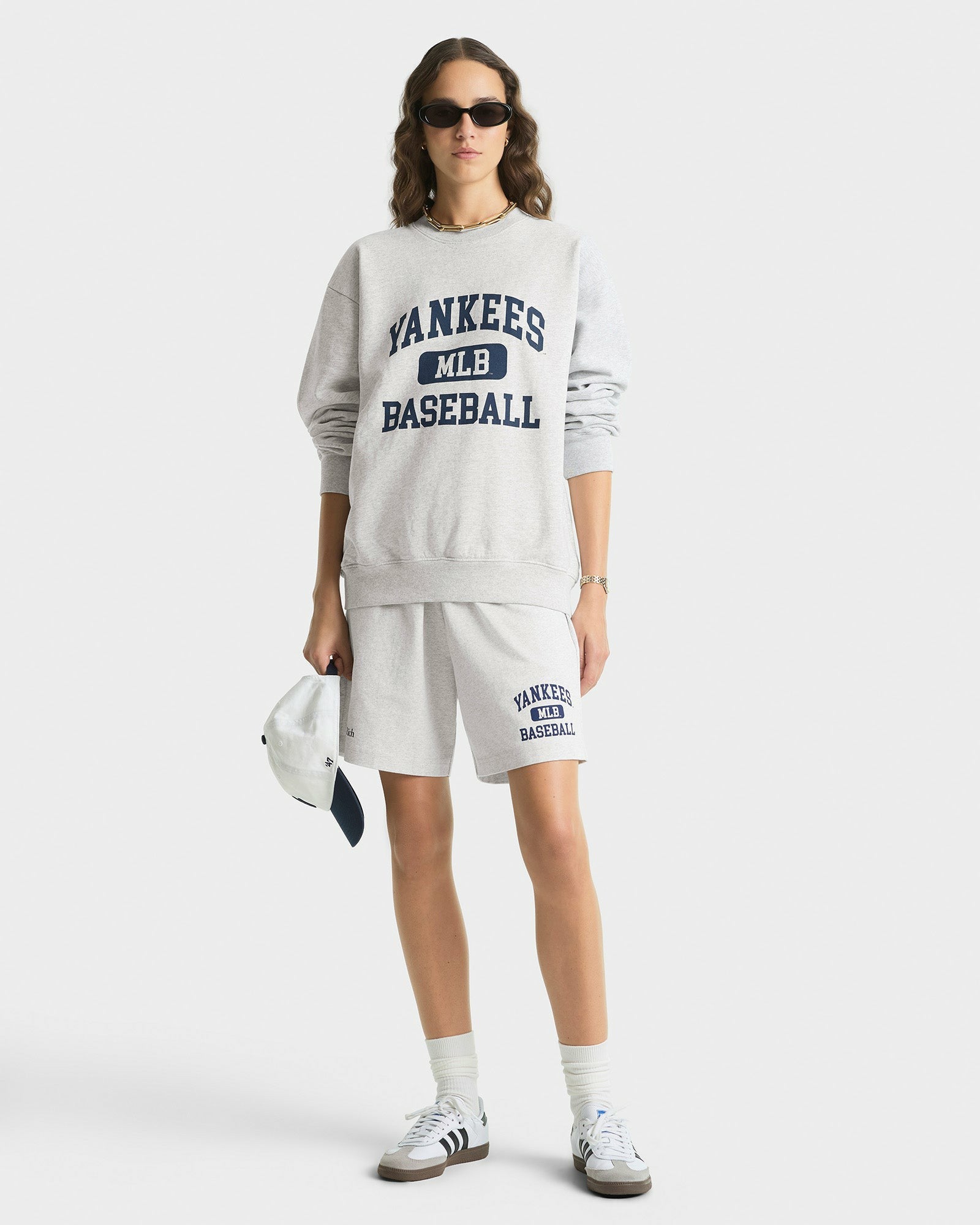 Yankees Ivy Crewneck - Heather Gray/Navy Sporty & Rich For Sale