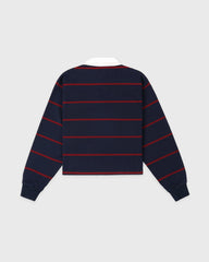 Serif Logo Rugby Polo - Navy/White/Merlot Sporty & Rich Outlet