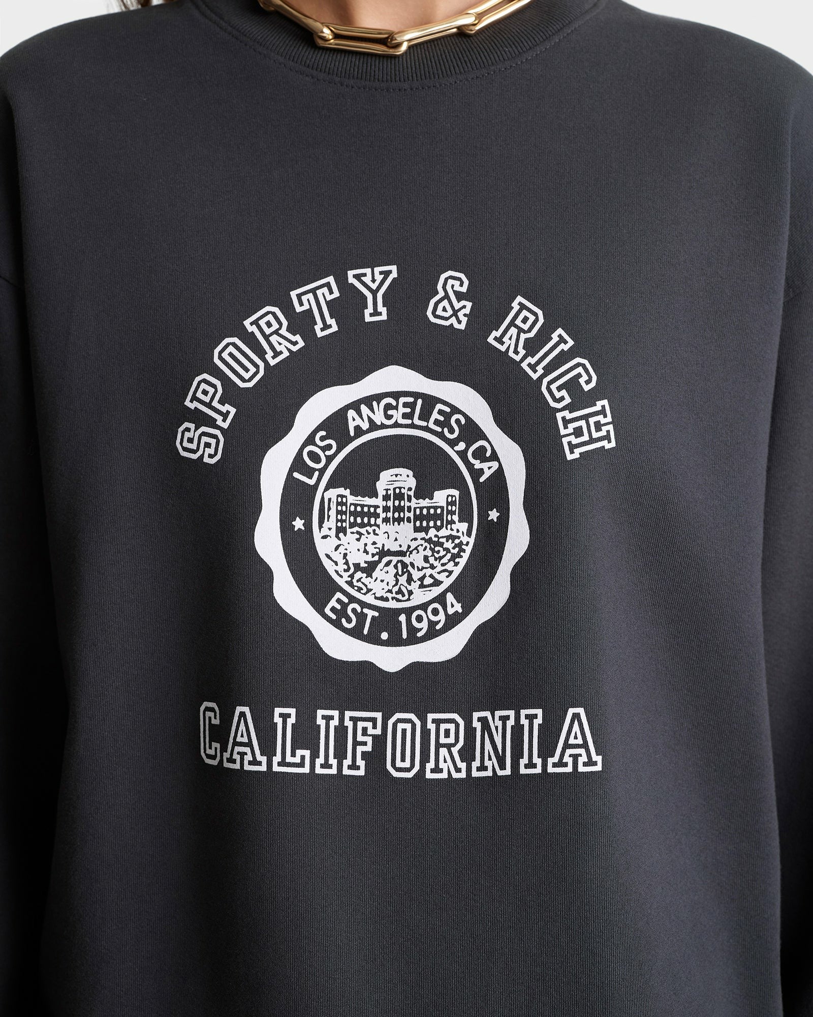 California Emblem Crewneck - Faded Black/White Sporty & Rich US