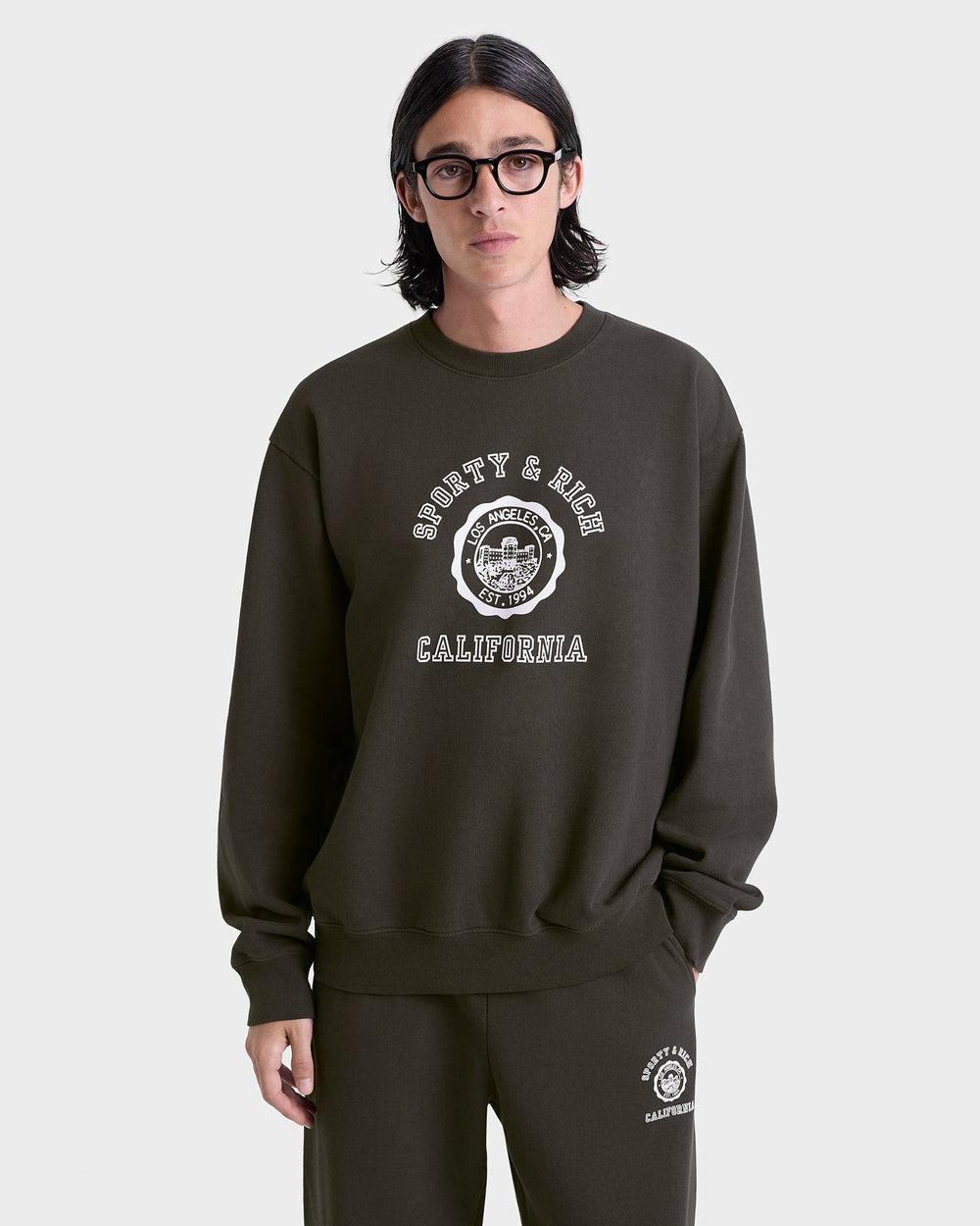 California Emblem Crewneck - Faded Black/White Sporty & Rich US
