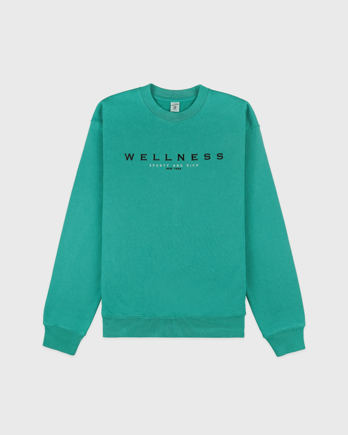 Spellout Embroidered Crewneck - Spring Green/Faded Black Sporty & Rich Discount