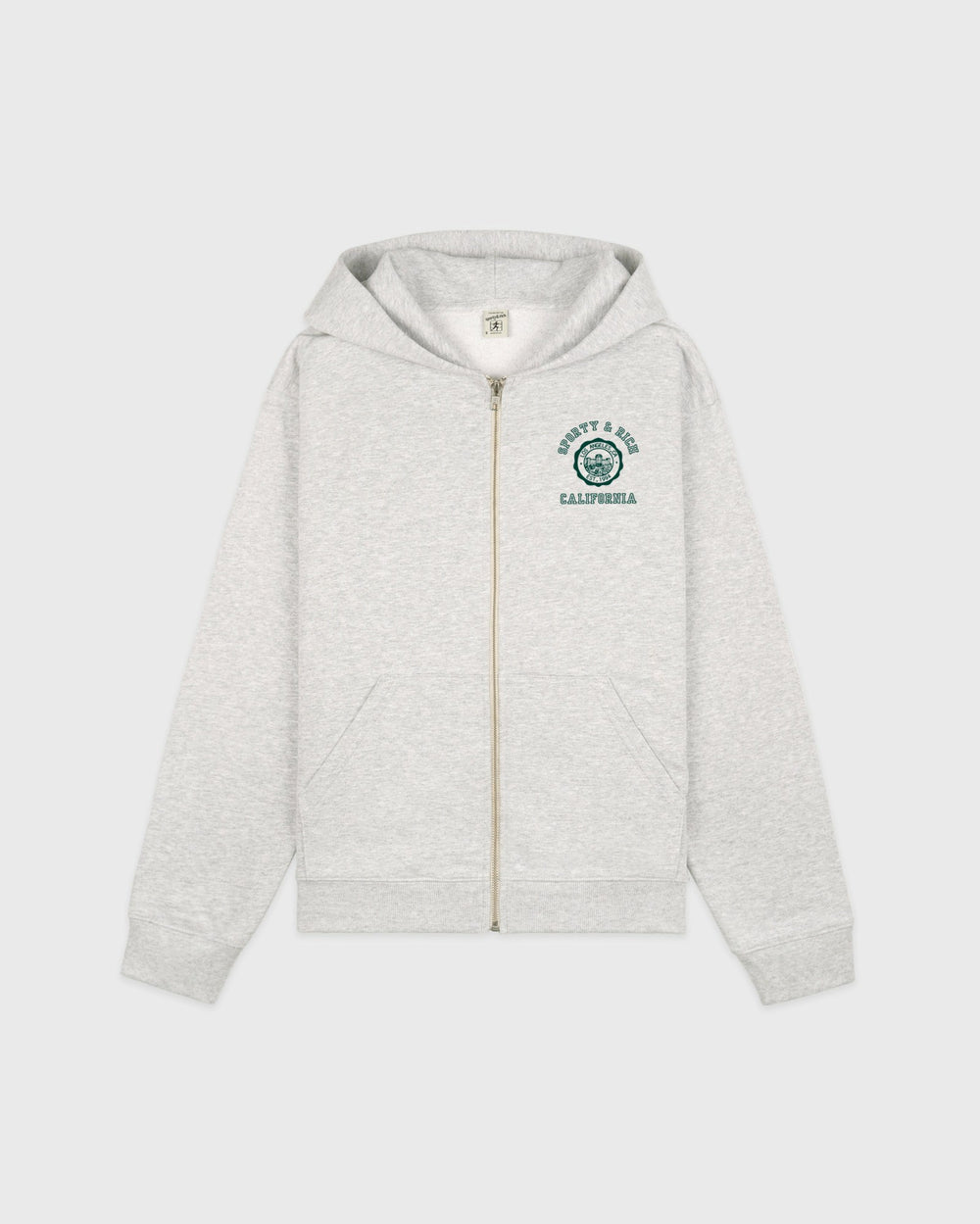 California Emblem Zip Hoodie - Heather Gray/Forest Sporty & Rich For Sale