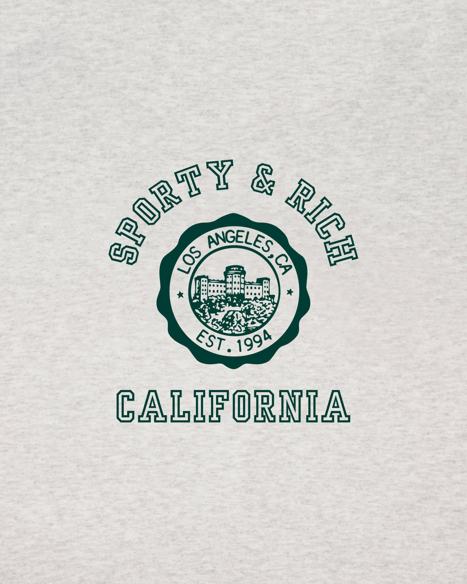 California Emblem Zip Hoodie - Heather Gray/Forest Sporty & Rich For Sale