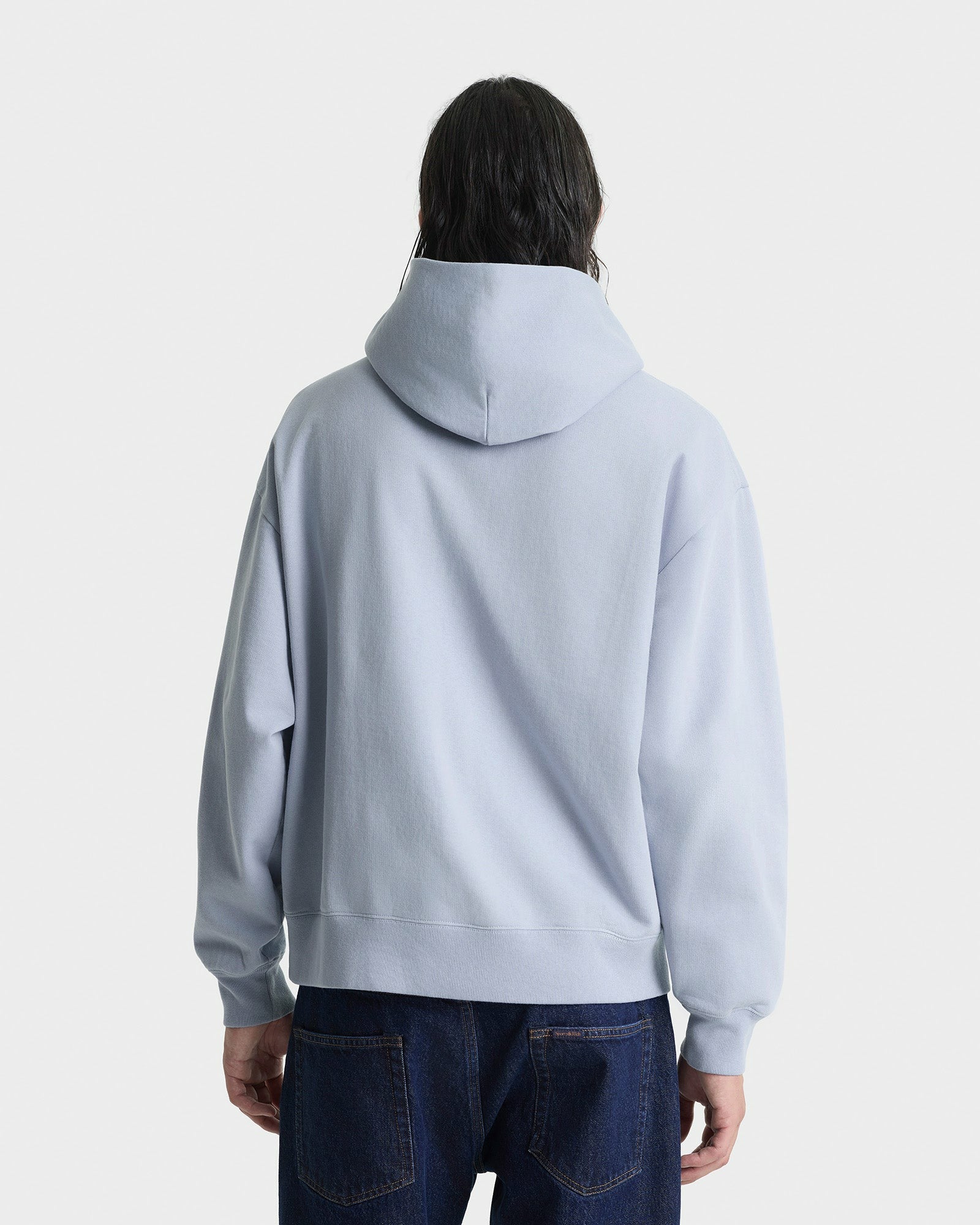 Signature Logo Embroidered Hoodie - Faded Blue/Navy Sporty & Rich Outlet