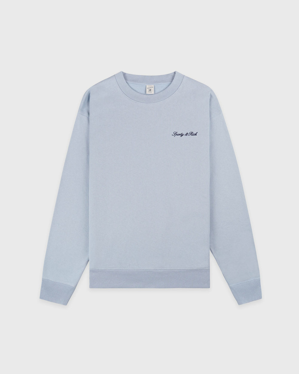 Signature Logo Embroidered Crewneck - Faded Blue/Navy Sporty & Rich US