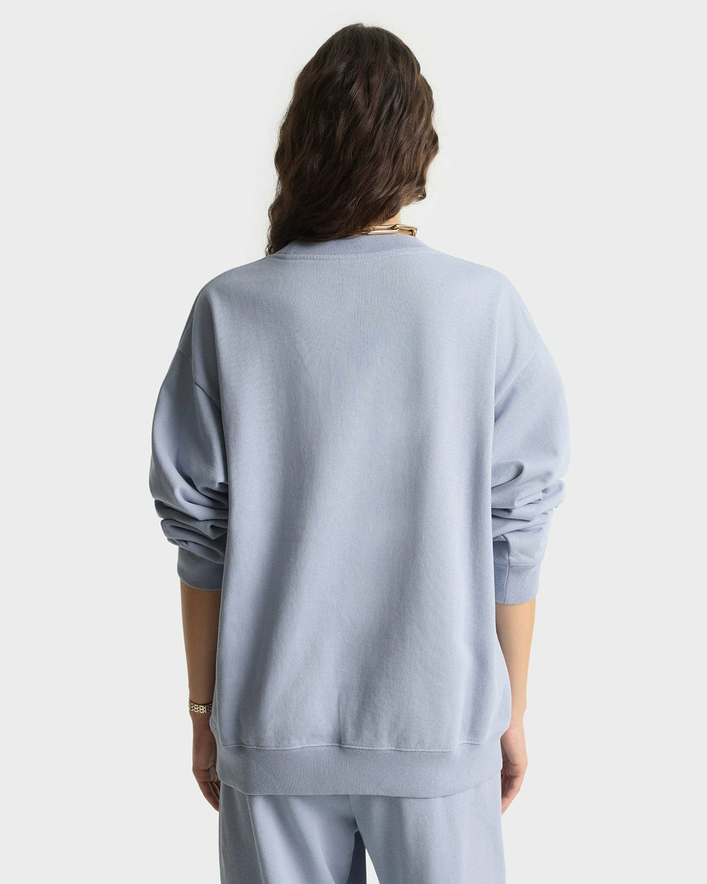 Signature Logo Embroidered Crewneck - Faded Blue/Navy Sporty & Rich US