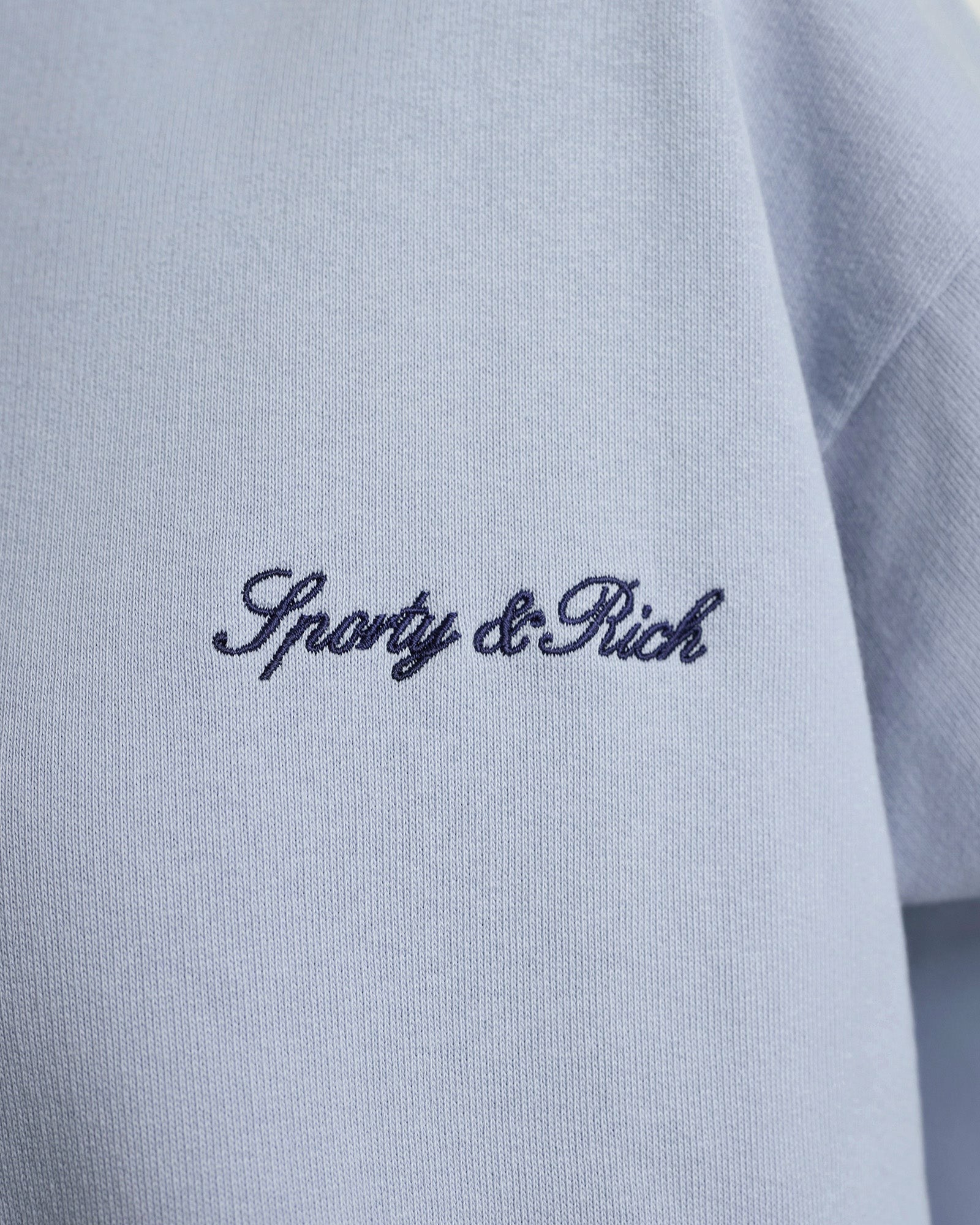 Signature Logo Embroidered Crewneck - Faded Blue/Navy Sporty & Rich US