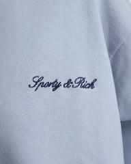 Signature Logo Embroidered Crewneck - Faded Blue/Navy Sporty & Rich US