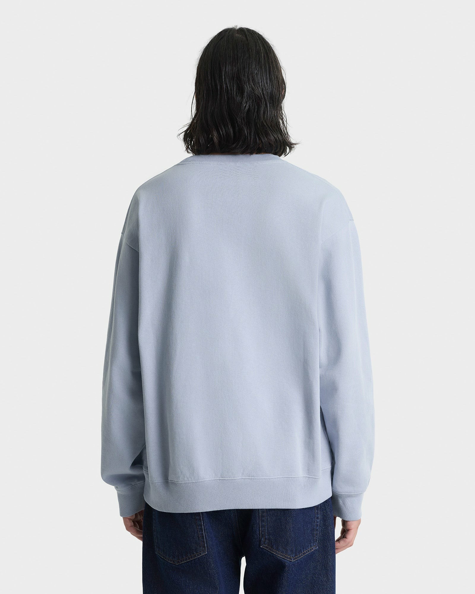 Signature Logo Embroidered Crewneck - Faded Blue/Navy Sporty & Rich US
