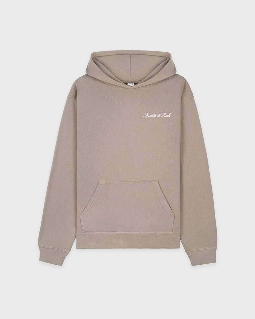 Signature Logo Embroidered Hoodie - Hazelnut/White Sporty & Rich Sale