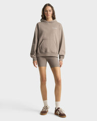 Signature Logo Embroidered Hoodie - Hazelnut/White Sporty & Rich Sale