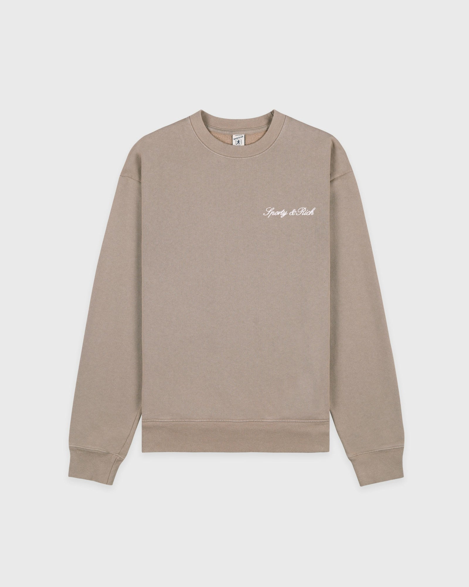 Signature Logo Embroidered Crewneck - Hazelnut/White Sporty & Rich Online