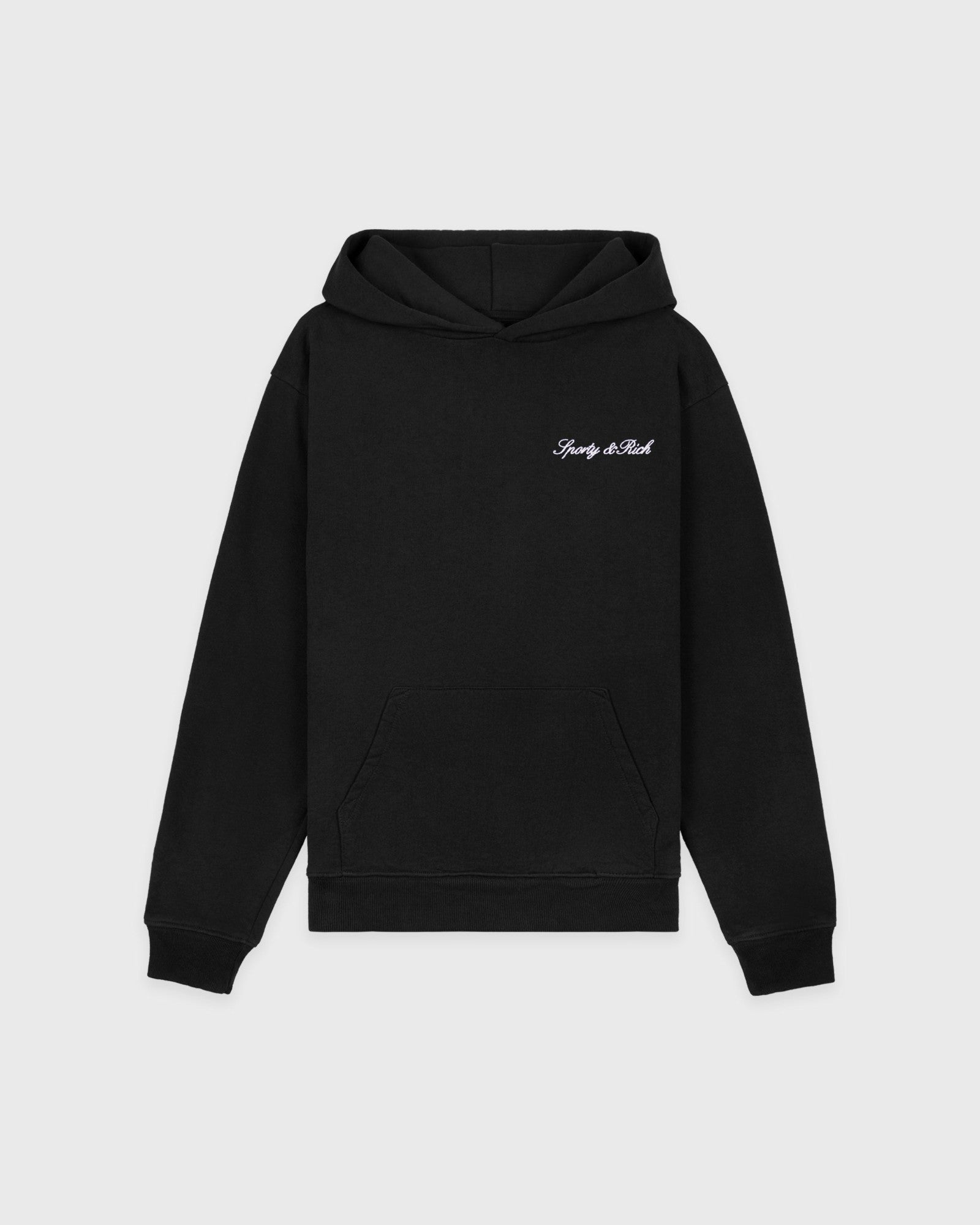 Signature Logo Embroidered Hoodie - Black/White Sporty & Rich Discount