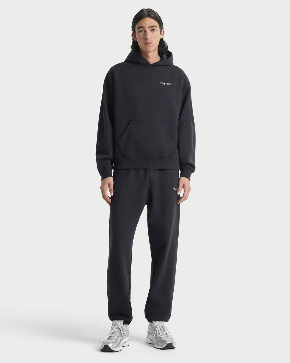 Signature Logo Embroidered Hoodie - Black/White Sporty & Rich Discount