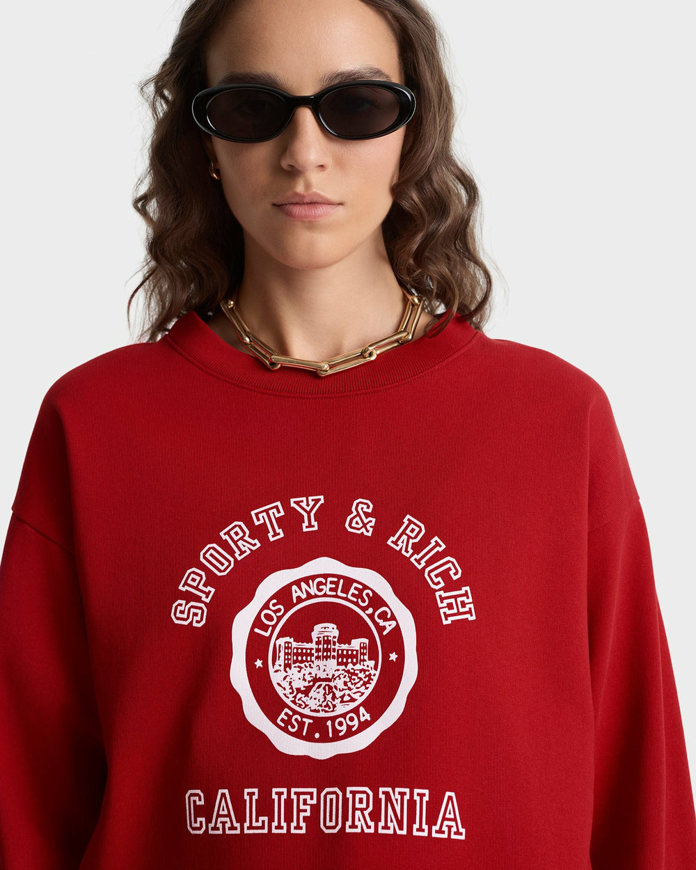 California Emblem Crewneck - Ruby/White Sporty & Rich For Sale