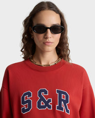 S&R Ivy Crewneck - Ruby/Navy Sporty & Rich Outlet
