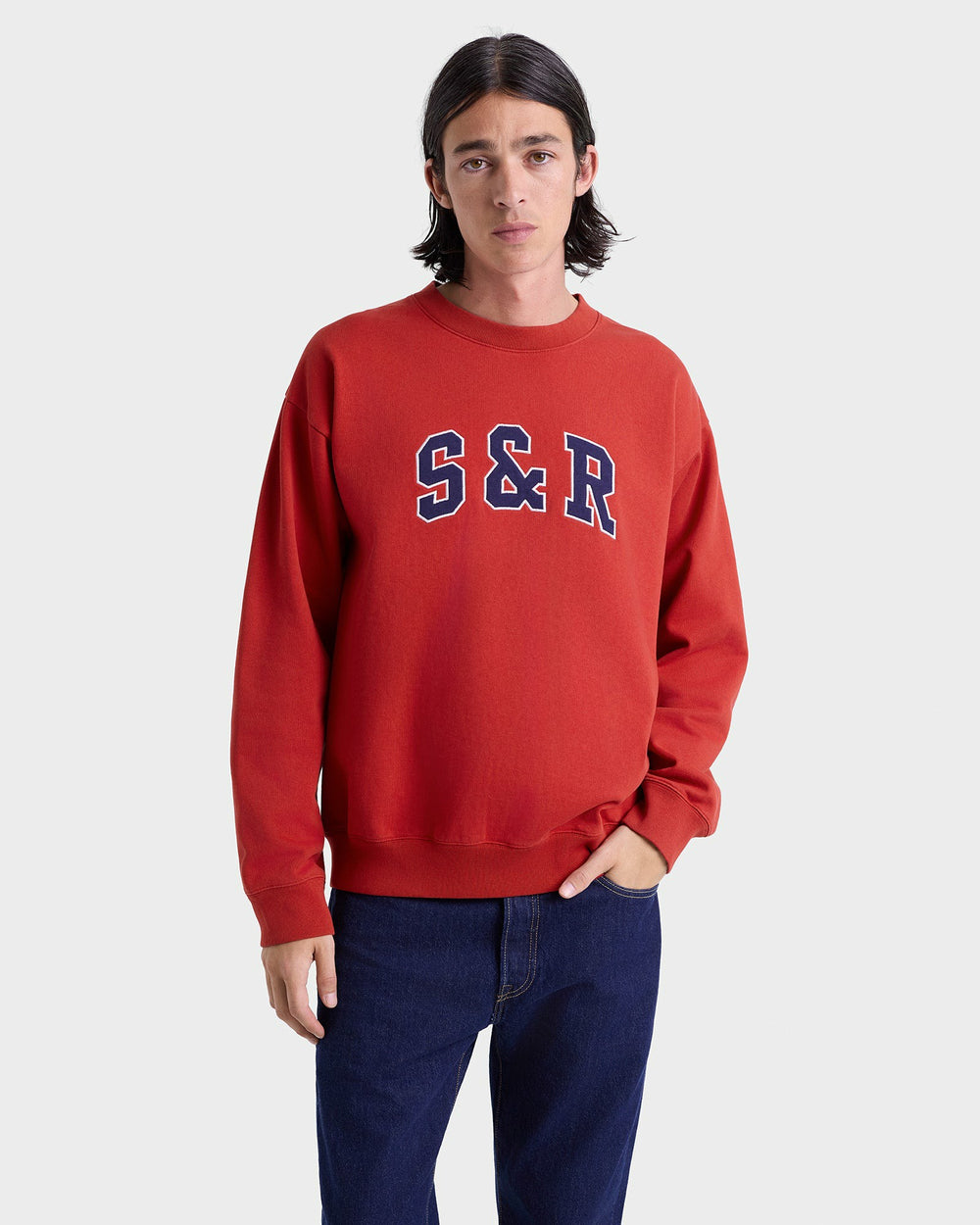 S&R Ivy Crewneck - Ruby/Navy Sporty & Rich Outlet