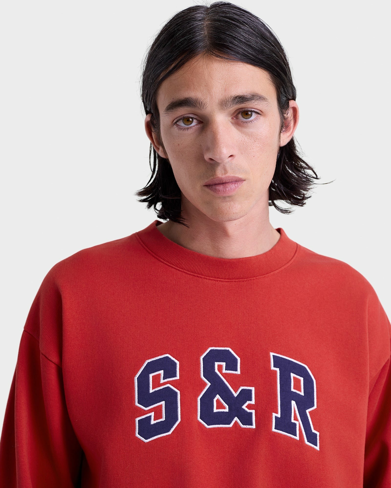 S&R Ivy Crewneck - Ruby/Navy Sporty & Rich Outlet