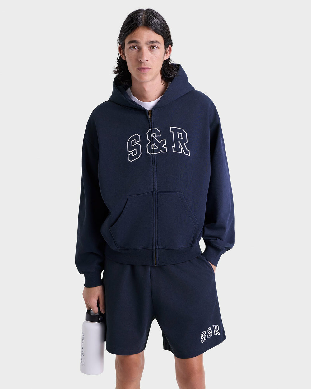 S&R Ivy Zip Hoodie - Navy/White Sporty & Rich Online