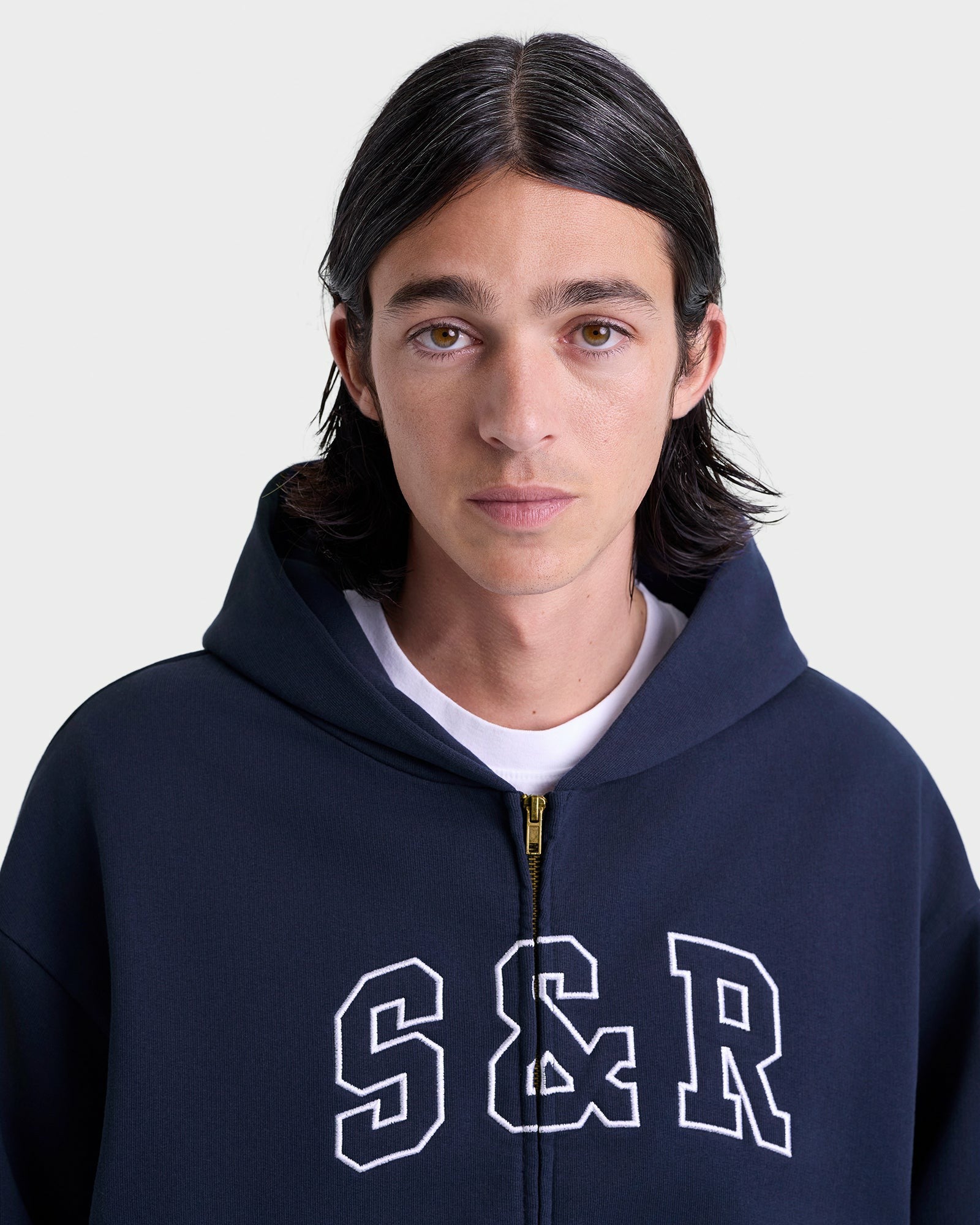 S&R Ivy Zip Hoodie - Navy/White Sporty & Rich Online
