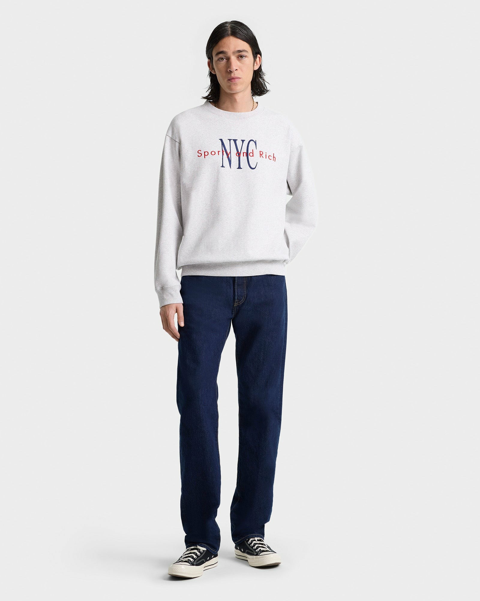 NY Minute Crewneck - Heather Gray/Navy Sporty & Rich US