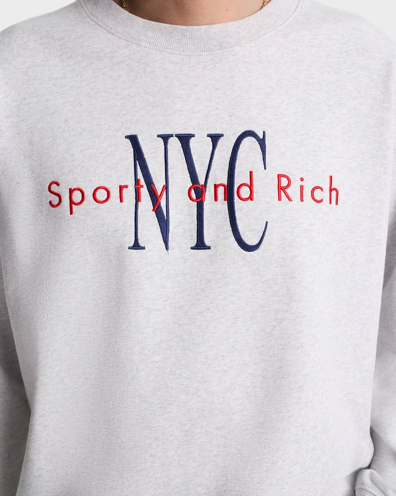 NY Minute Crewneck - Heather Gray/Navy Sporty & Rich US