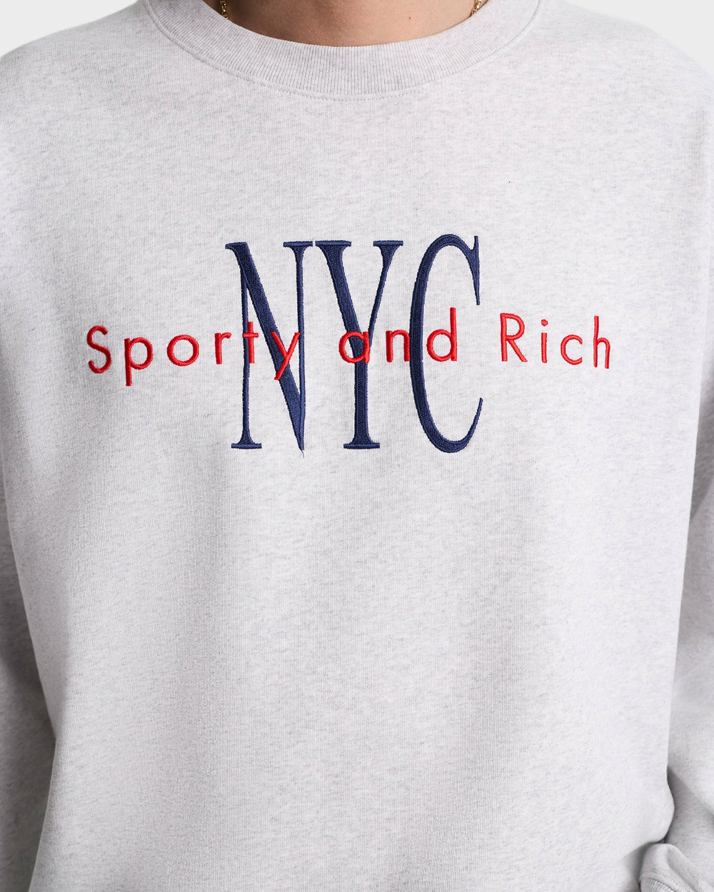NY Minute Crewneck - Heather Gray/Navy Sporty & Rich US