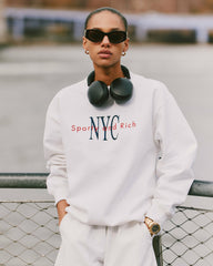 NY Minute Crewneck - White/Navy Sporty & Rich Sale